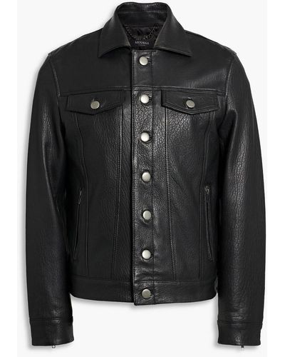 Muubaa Lenten Pebbled-leather Trucker Jacket - Black