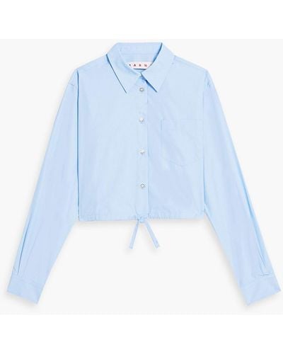 Marni Cropped Cotton-poplin Shirt - Blue
