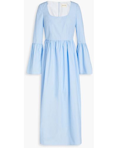 Loulou Studio Keppel Gathered Cotton-poplin Maxi Dress - Blue
