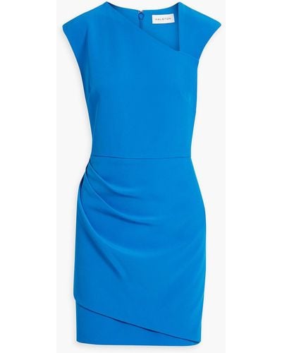 Halston Liona Wrap-effect Draped Crepe Mini Dress - Blue