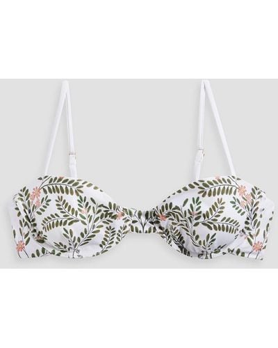 Agua Bendita Mostaza Herbal Floral-print Underwired Bikini Top - White