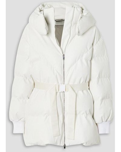 Stella McCartney Kayla Belted Hooded Quilted Faux Leather Coat - White