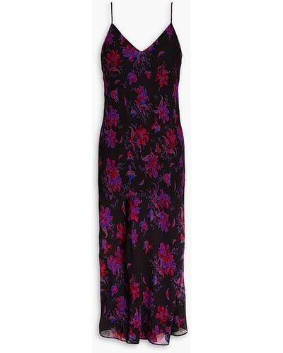 Rag & Bone Floral-print Georgette Midi Slip Dress - Purple