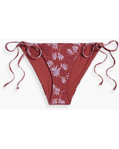 Eberjey Printed Stretch-piquè Low-rise Bikini Briefs - Red