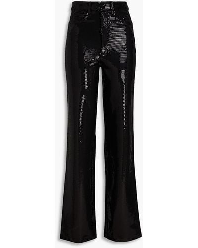 ROTATE BIRGER CHRISTENSEN Sequined Jersey Straight-leg Trousers - Black