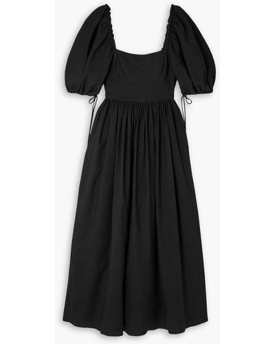 Matteau Gathered Stretch-linen And Lyocell-blend Maxi Dress - Black