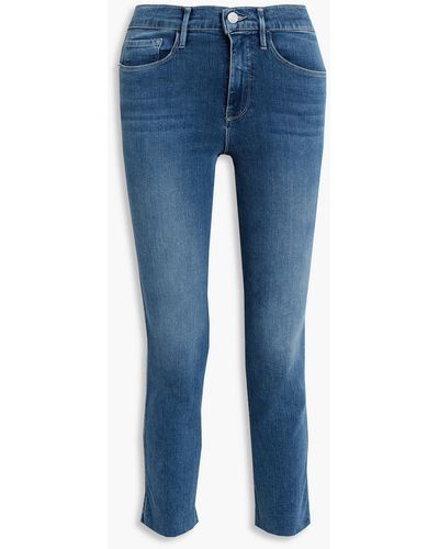 FRAME Le Pixie Sylvie Cropped Mid-rise Slim-leg Jeans - Blue