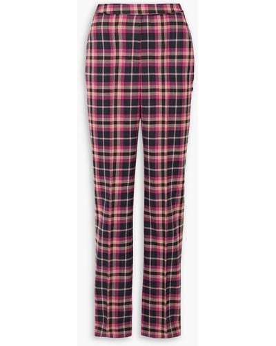 Rebecca Vallance Ryder Checked Twill Straight-leg Pants - Red