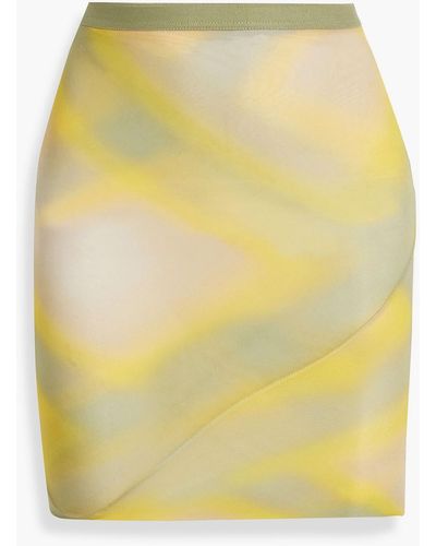Rick Owens Printed Cupro Stretch-mesh Mini Skirt - Yellow