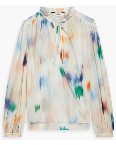 Joie Jindram bedruckte bluse aus baumwollgaze mit raffungen - Weiß