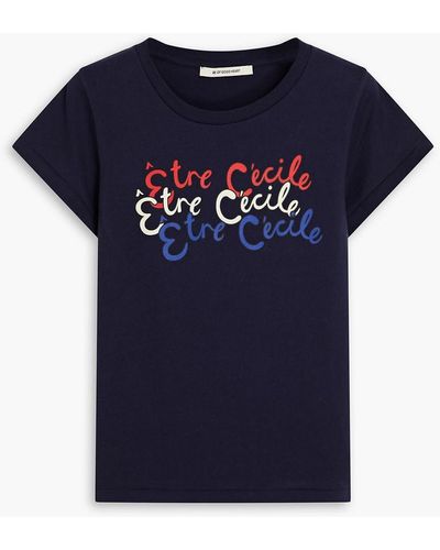 Être Cécile Flocked Printed Cotton-jersey T-shirt - Blue