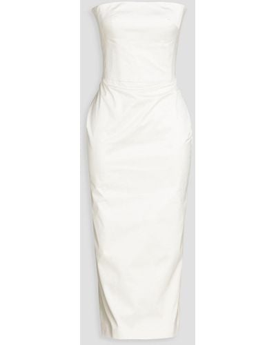 Rasario Strapless Silk-shantung Midi Dress - White