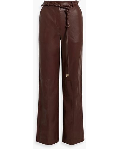Jonathan Simkhai Belted Faux Leather Straight-leg Trousers - Brown