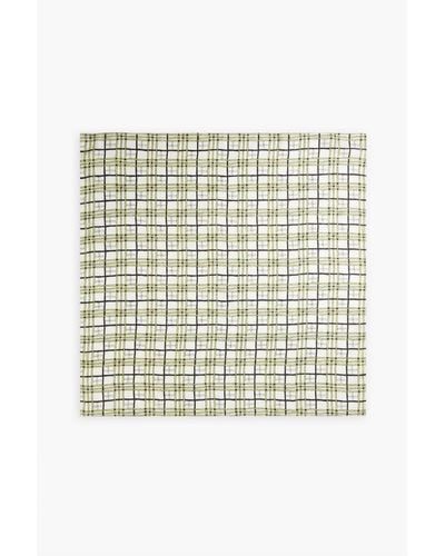 Shrimps Florence Checked Silk-twill Scarf - White