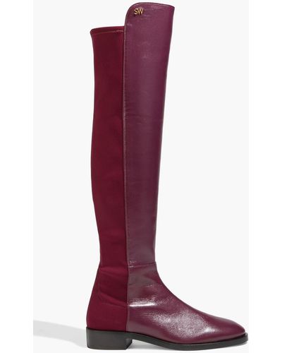 Stuart Weitzman Keelan Leather And Neoprene Over-the-knee Boots - Red