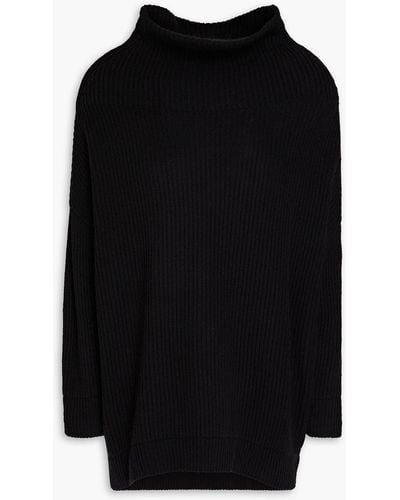 Autumn Cashmere Oversized Ribbed Cashmere Turtleneck Jumper - Black