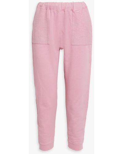 LoveShackFancy Distressed Tie-dyed French Cotton-terry Track Trousers - Pink
