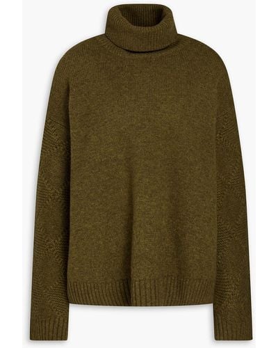 Bella Freud Jacquard-knit Wool And Yak-blend Turtleneck Sweater - Green