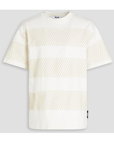 MSGM T-shirt aus baumwoll-jersey mit mesh-einsatz - Weiß