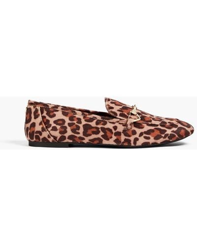Love Moschino Embellished Leopard-print Faux Calf Hair Loafers - Multicolour