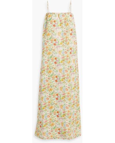 Onia Floral-print Linen-blend Maxi Dress - Metallic