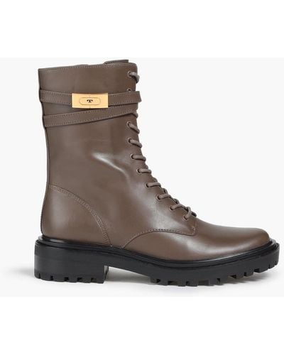 Tory Burch Leather Combat Boots - Natural