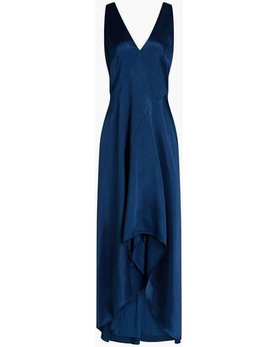 Aidan Mattox Asymmetric Satin-crepe Dress - Blue