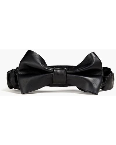 Red(V) Bow-detailed Leather Belt - Black