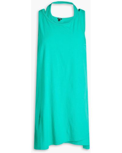Monrow Cutout Organic Cotton-blend Jersey Mini Dress - Green