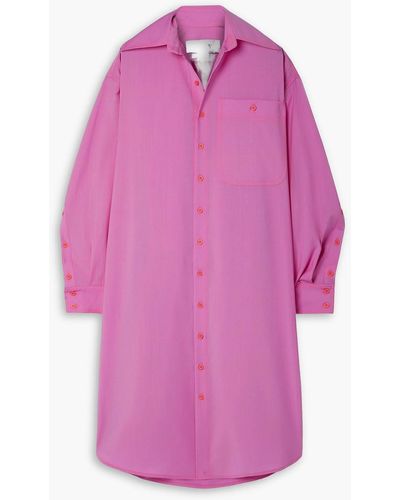 Christopher John Rogers Oversized Wool Midi Shirt Dress - Pink