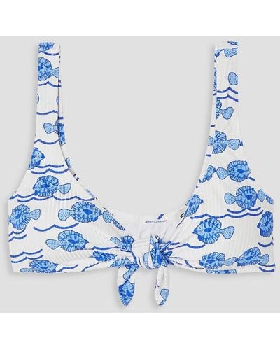 Fisch Lurin Knotted Printed Bikini Top - Blue