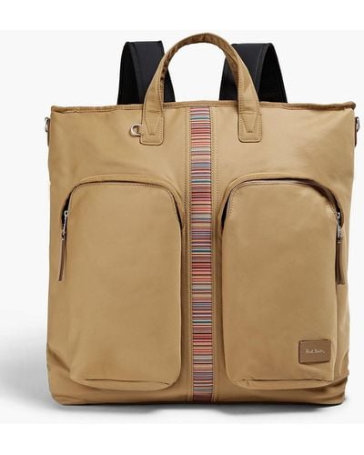 Paul Smith Helmet Convertible Striped Shell Backpack - Brown
