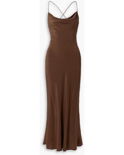 Matteau Draped Silk Crepe De Chine Maxi Dress - Brown
