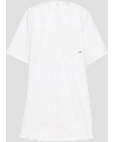 Victoria Beckham Minikleid aus denim mit fransen - Weiß