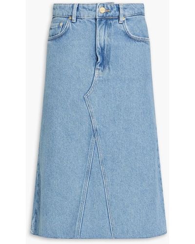 Ganni Frayed Denim Skirt - Blue