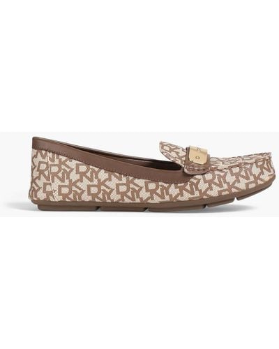 DKNY Printed Coated-canvas Loafers - Natural