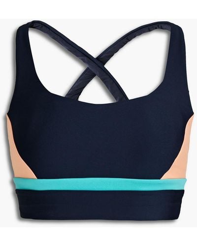 The Upside Play Colour Printed Color-block Stretch Sports Bra - Blue