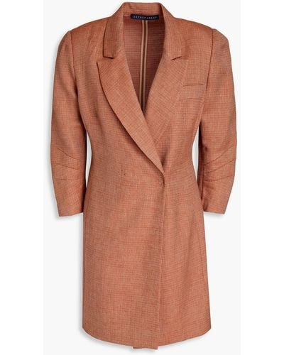 Zeynep Arcay Wool And Silk-blend Tweed Mini Wrap Dress - Orange