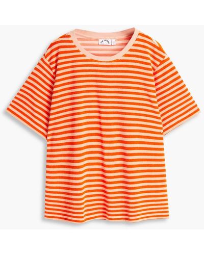 The Upside Shala Eva Striped Cotton-blend Terry T-shirt - Orange