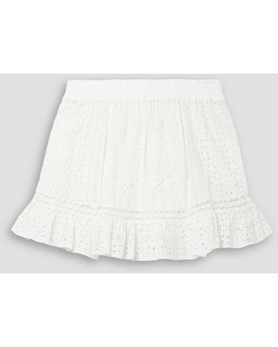 LoveShackFancy Baydar Embroidered Broderie Anglaise Cotton-voile Mini Skirt - White