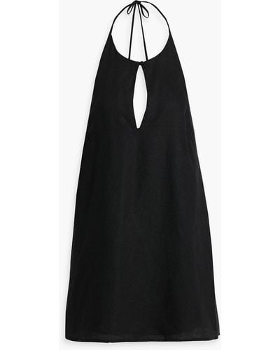 Onia Open-back Cutout Linen And Lyocell-blend Mini Dress - Black