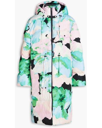 Stine Goya Quilted Printed Shell Hooded Coat - White