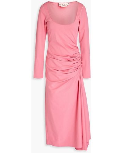Marni Ruched Cady Midi Dress - Pink