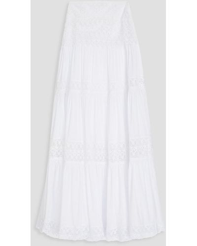 Charo Ruiz Guipure Lace And Cotton-blend Voile Maxi Skirt - White