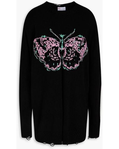 RED Valentino Embroidered Knitted Jumper - Black