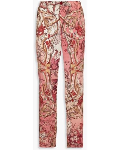 F.R.S For Restless Sleepers Etere Printed Satin Straight-leg Trousers - Red