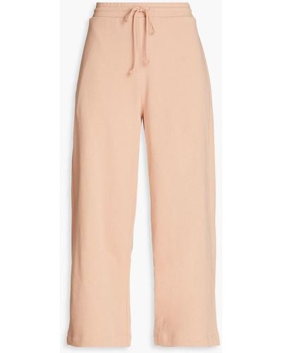 Vince Cropped French Cotton-terry Track Pants - Natural