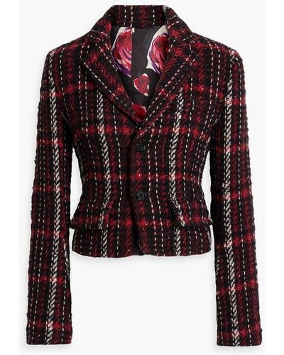 Marni Checked Wool-blend Tweed Blazer - Red