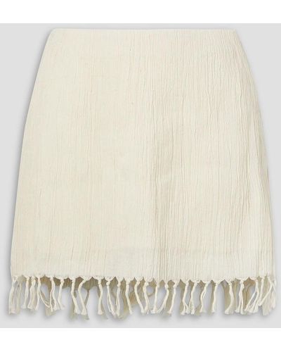 Savannah Morrow Rena Fringed Cotton-gauze Mini Skirt - Natural