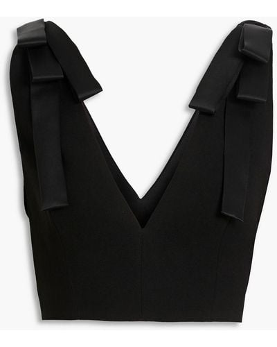 Monot Bow-embellished Cropped Crepe Top - Black